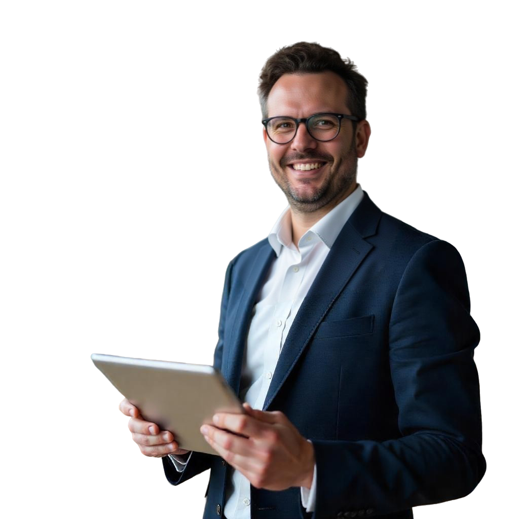 Prof. Dr. Simon Nestler mit Tablet