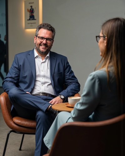 Prof. Nestler führt ein Einzelcoaching durch